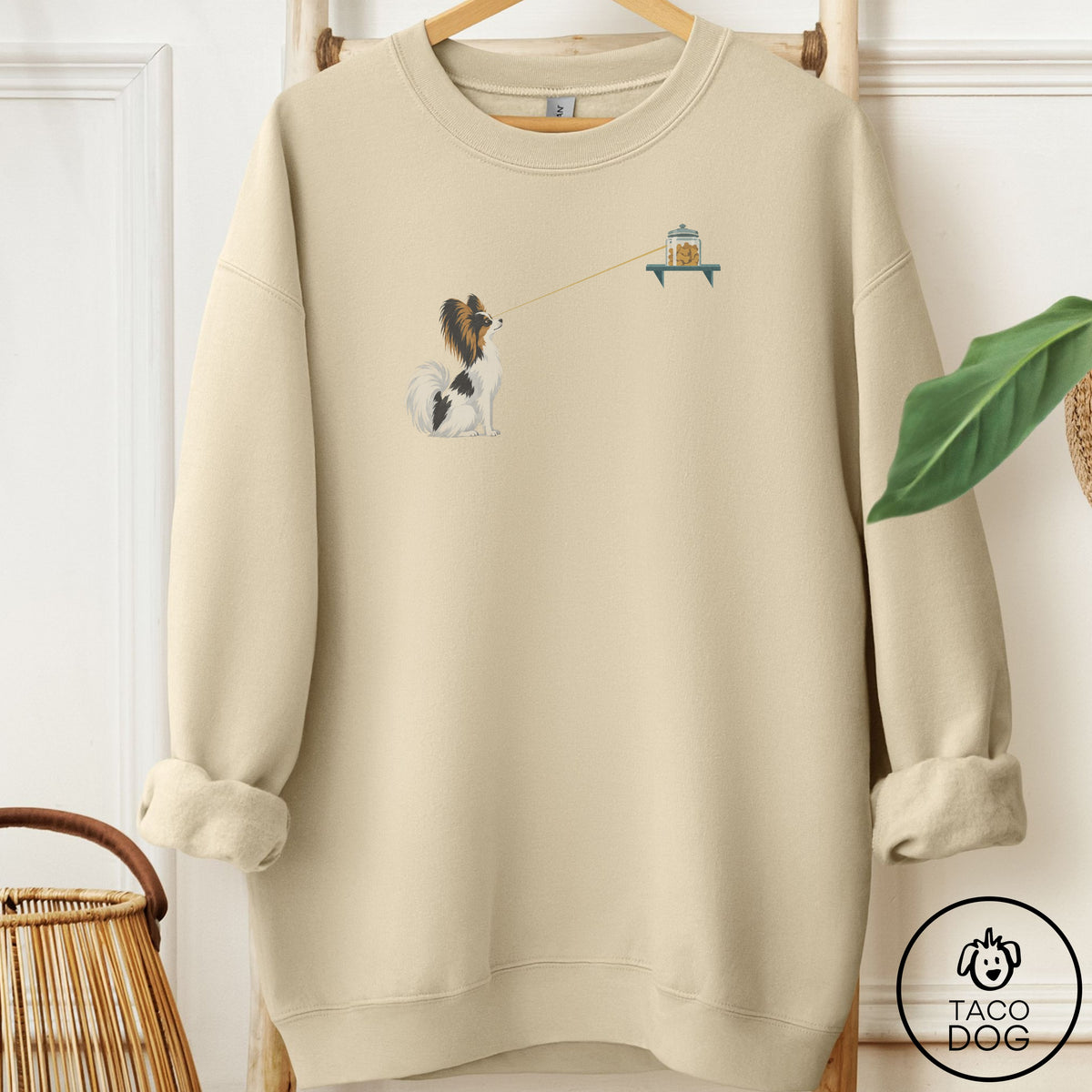 Papillon Willpower Sweatshirt Sand Taco-Dog