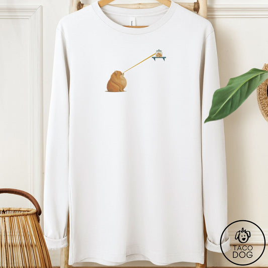 Pomeranian Willpower Long Sleeve Tee White Taco-Dog