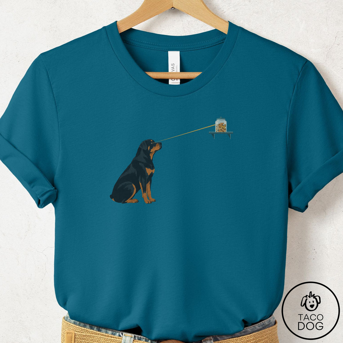 Rottweiler Willpower T-Shirt Deep Teal Taco-Dog