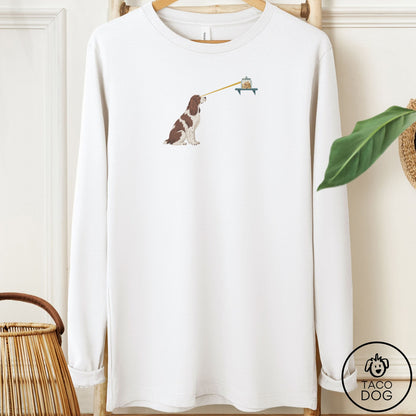 Springer Spaniel Willpower Long Sleeve Tee White Taco-Dog