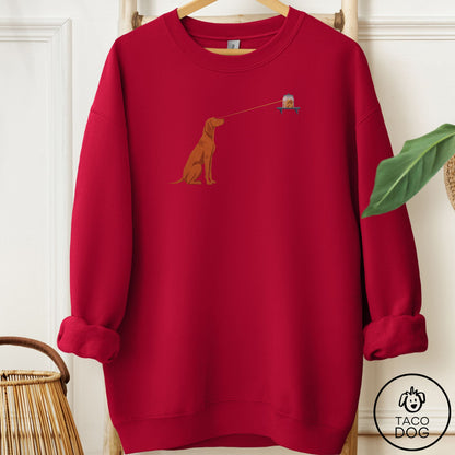 Vizsla Willpower Sweatshirt Cardinal Red Taco-Dog