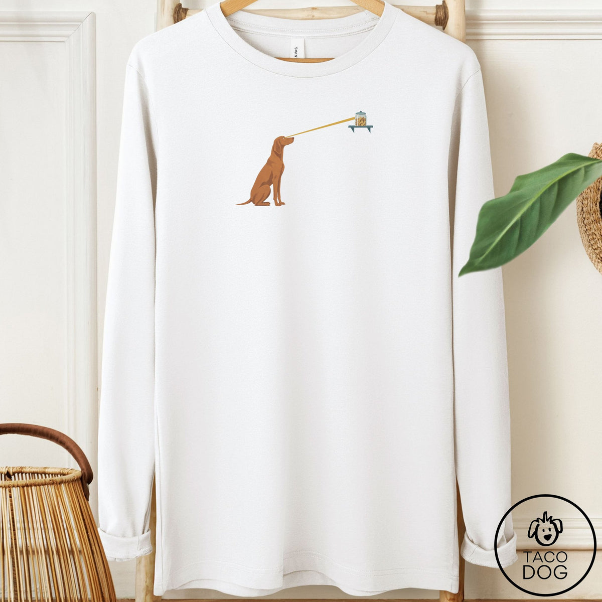 Vizsla Willpower Long Sleeve Tee White Taco-Dog