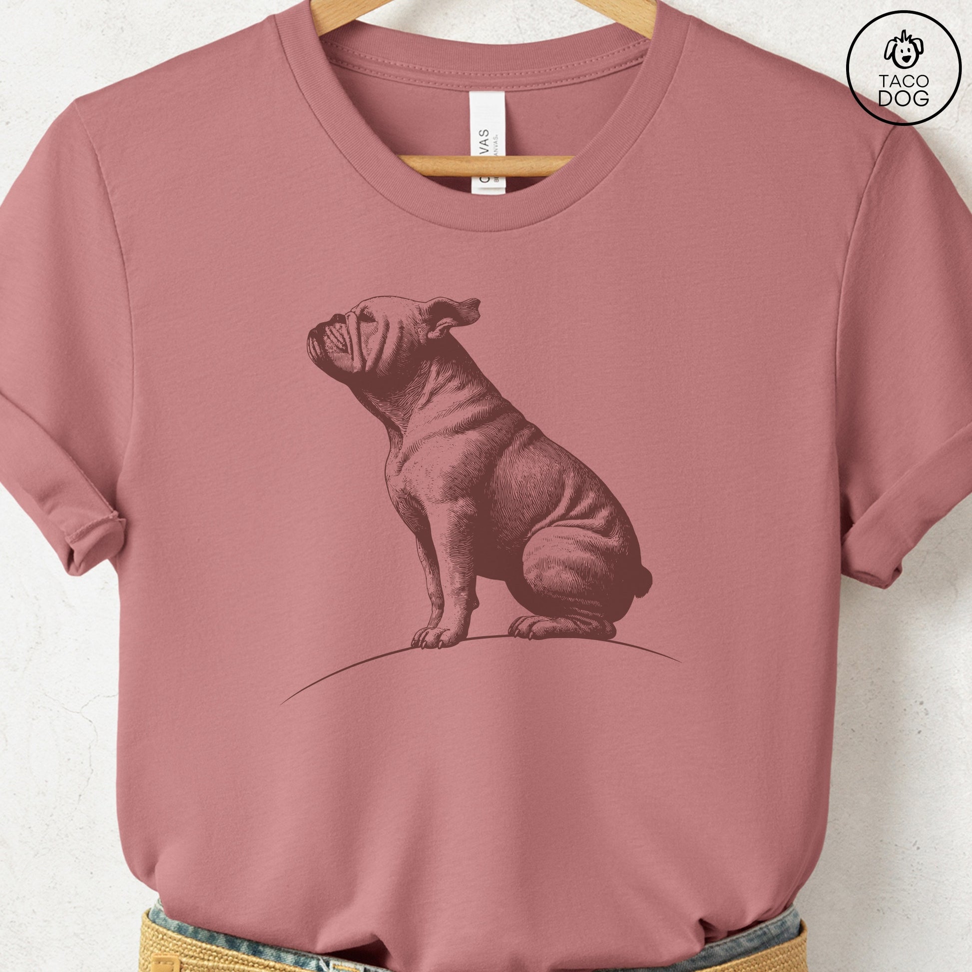 English Bulldog Tail Wind T-Shirt Taco-Dog