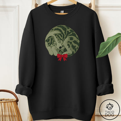 Australian Shepherd Wreath Sweatshirt Black Taco-Dog