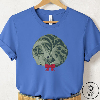 Australian Shepherd Wreath T-Shirt Columbia Blue Taco-Dog