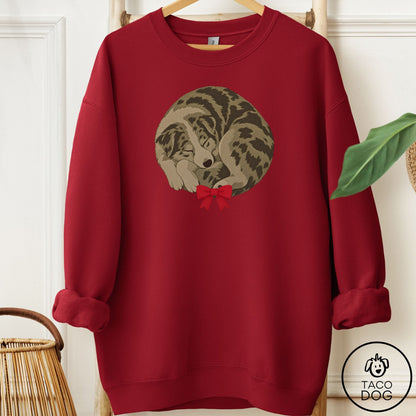Australian Shepherd Wreath Sweatshirt Garnet Taco-Dog