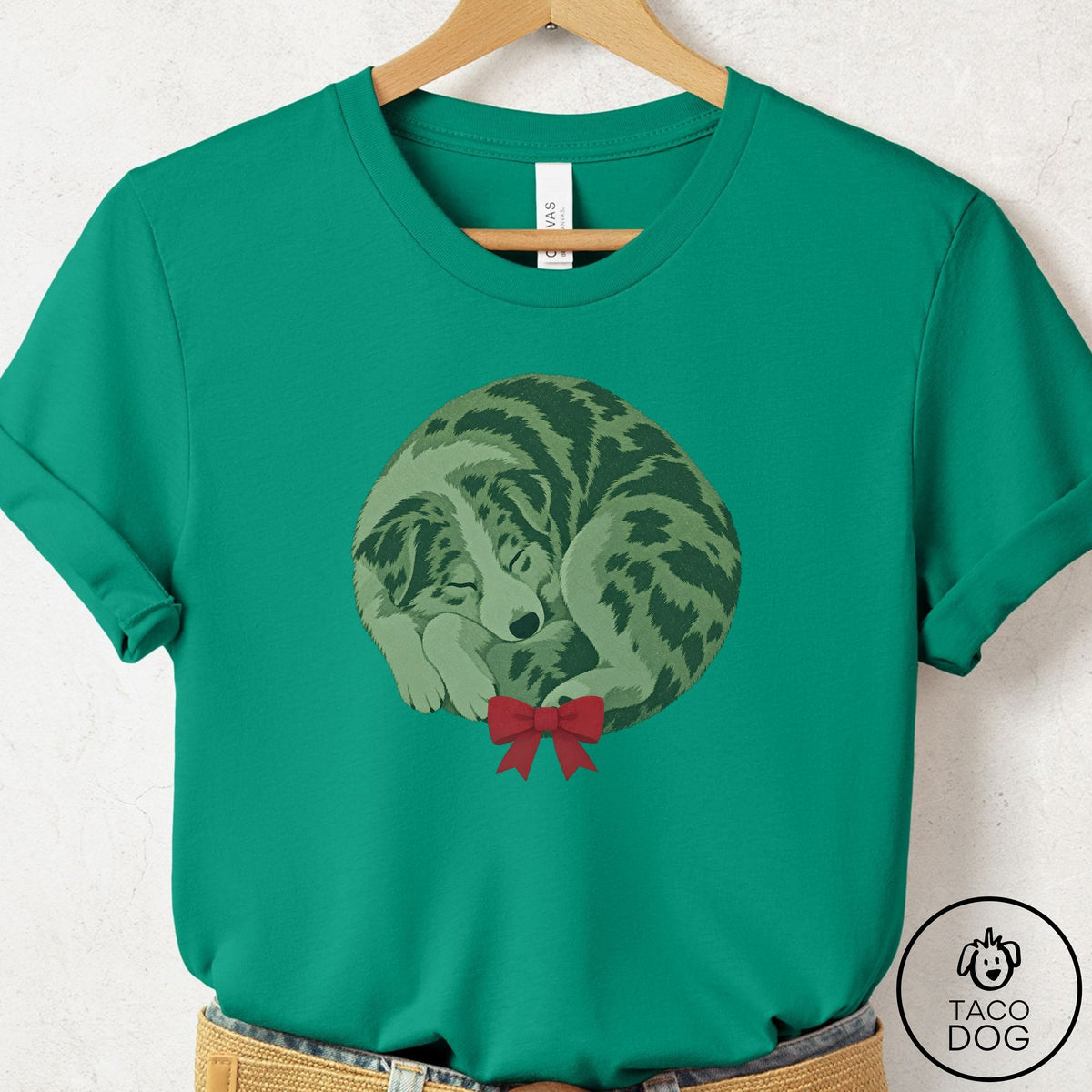 Australian Shepherd Wreath T-Shirt Kelly Taco-Dog