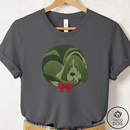 Basset Hound Wreath T-Shirt Asphalt Taco-Dog
