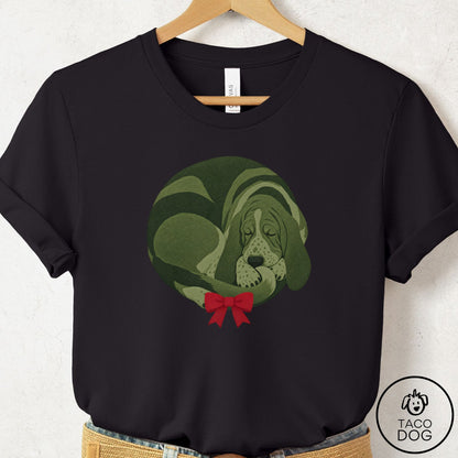 Basset Hound Wreath T-Shirt Black Taco-Dog