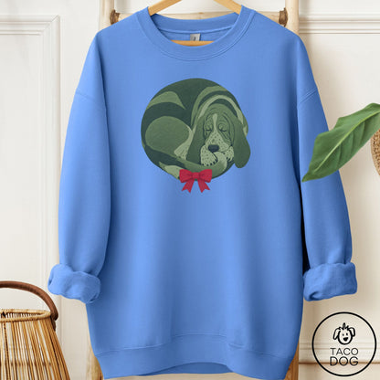 Basset Hound Wreath Sweatshirt Carolina Blue Taco-Dog