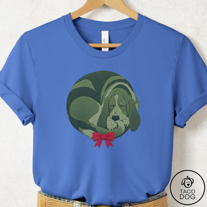 Basset Hound Wreath T-Shirt Columbia Blue Taco-Dog