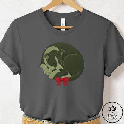 Border Collie Wreath T-Shirt Asphalt Taco-Dog