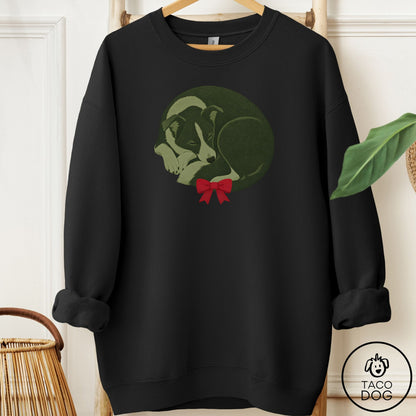 Border Collie Wreath Sweatshirt Black Taco-Dog