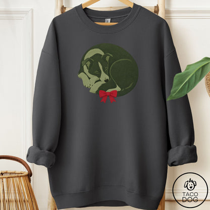 Border Collie Wreath Sweatshirt Charcoal Taco-Dog