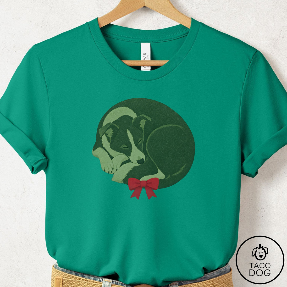 Border Collie Wreath T-Shirt Kelly Taco-Dog