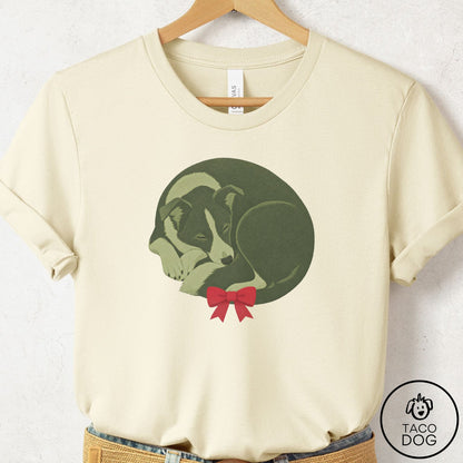 Border Collie Wreath T-Shirt Natural Taco-Dog