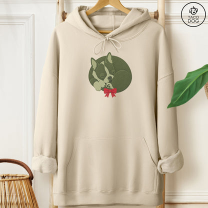Boston Terrier Wreath Hoodie Sand Taco-Dog