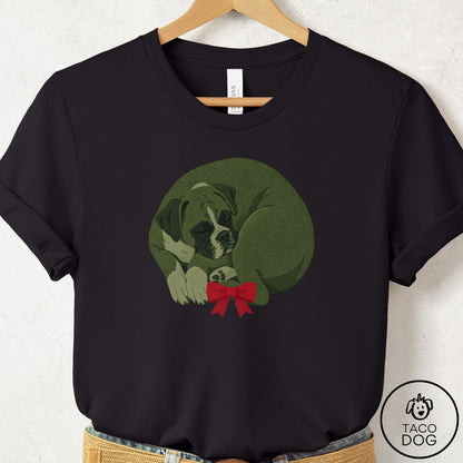Boxer Wreath T-Shirt Black Taco-Dog