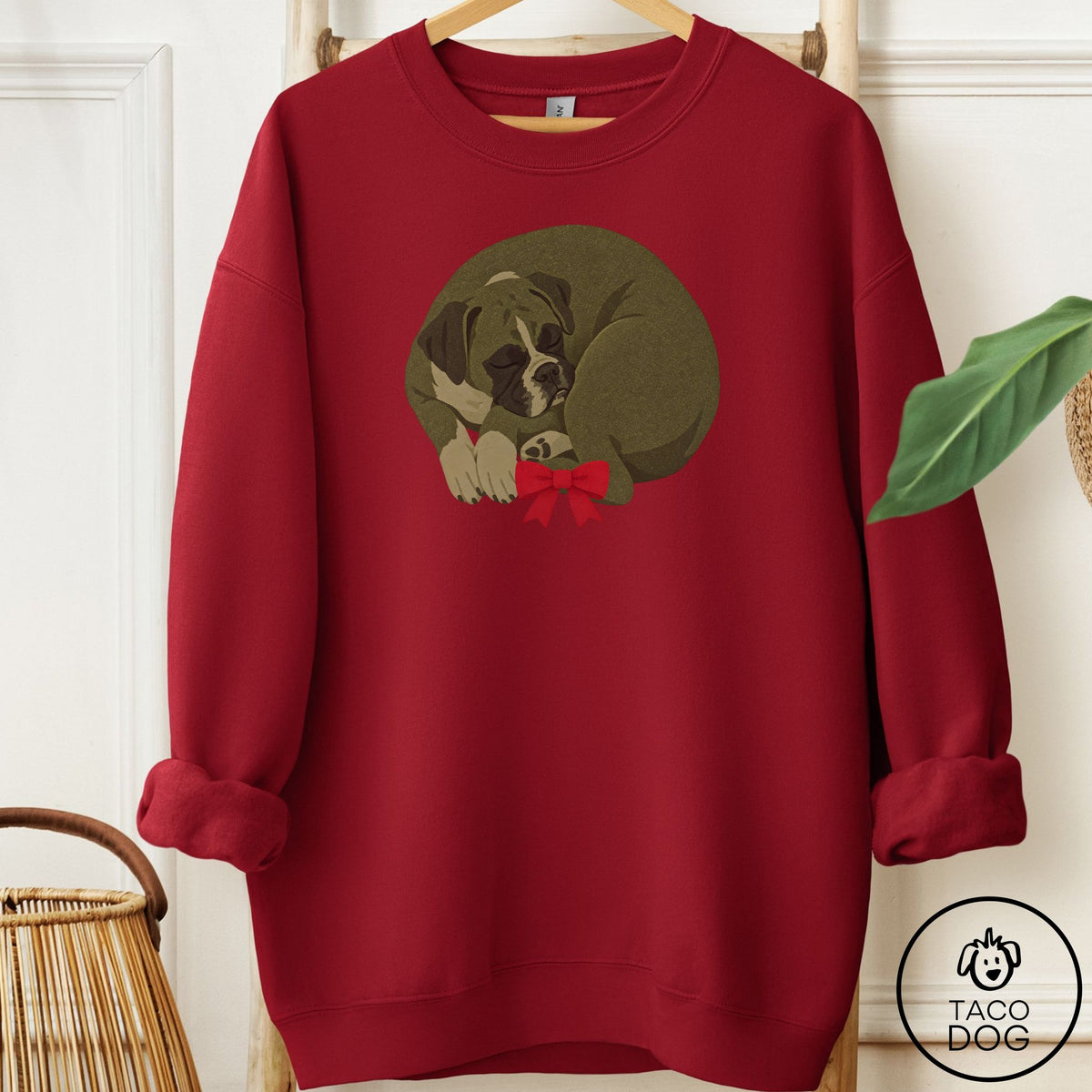 Boxer Wreath Sweatshirt Garnet Taco-Dog