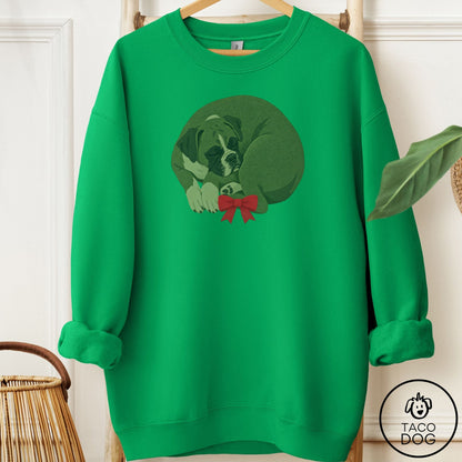 Boxer Wreath Sweatshirt Irish Green Taco-Dog