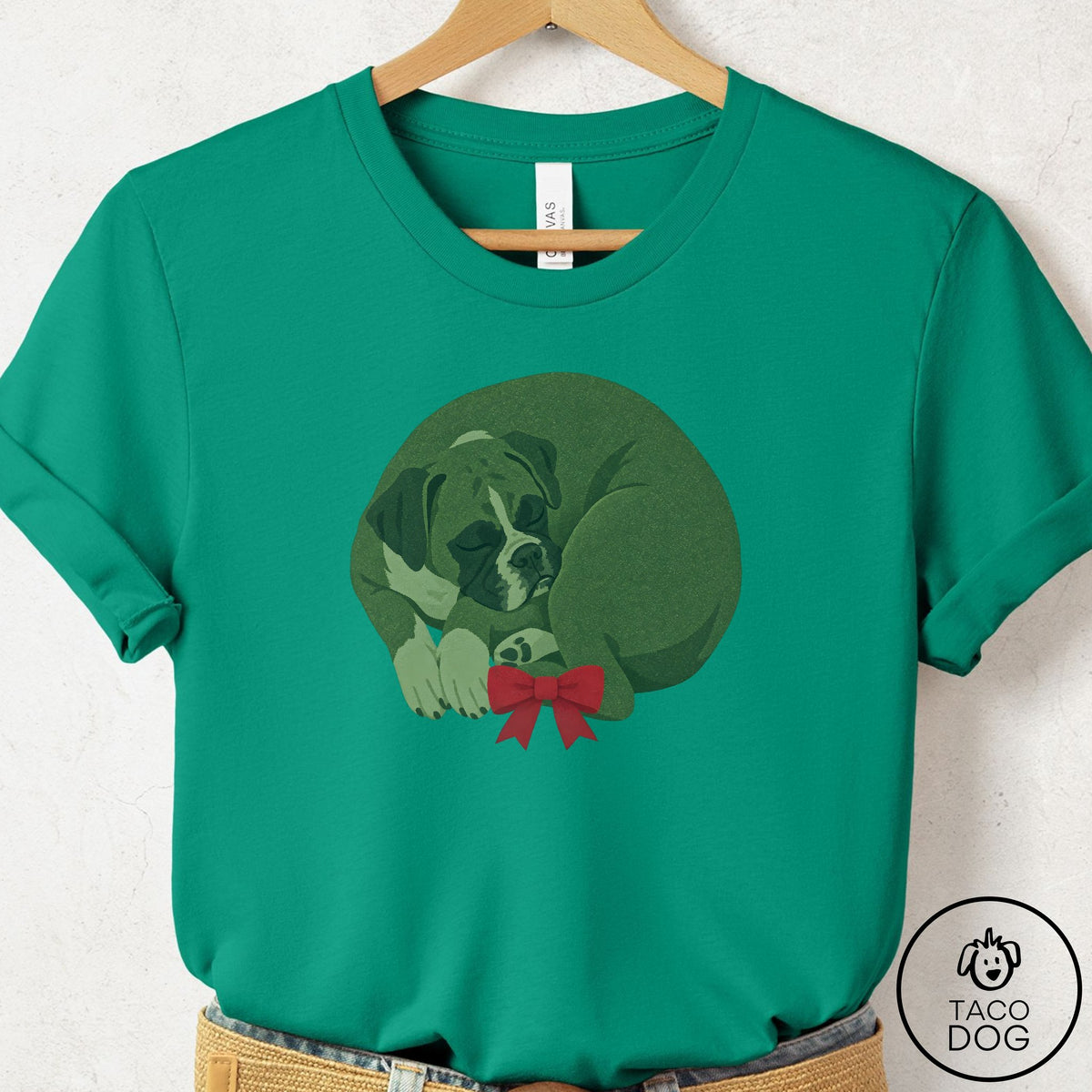 Boxer Wreath T-Shirt Kelly Taco-Dog