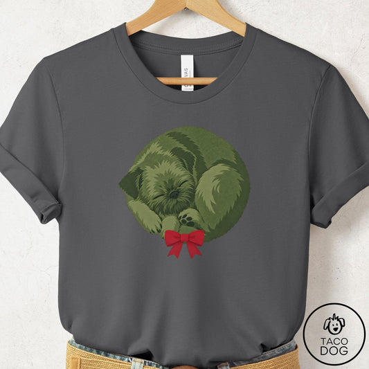 Brussels Griffon Wreath T-Shirt Asphalt Taco-Dog