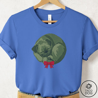 Brussels Griffon Wreath T-Shirt Columbia Blue Taco-Dog