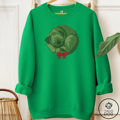 Brussels Griffon Wreath Sweatshirt Irish Green Taco-Dog