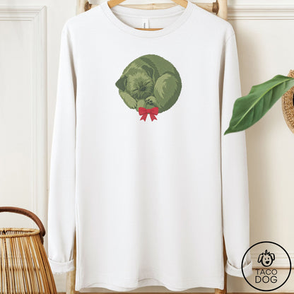 Brussels Griffon Wreath Long Sleeve Tee White Taco-Dog