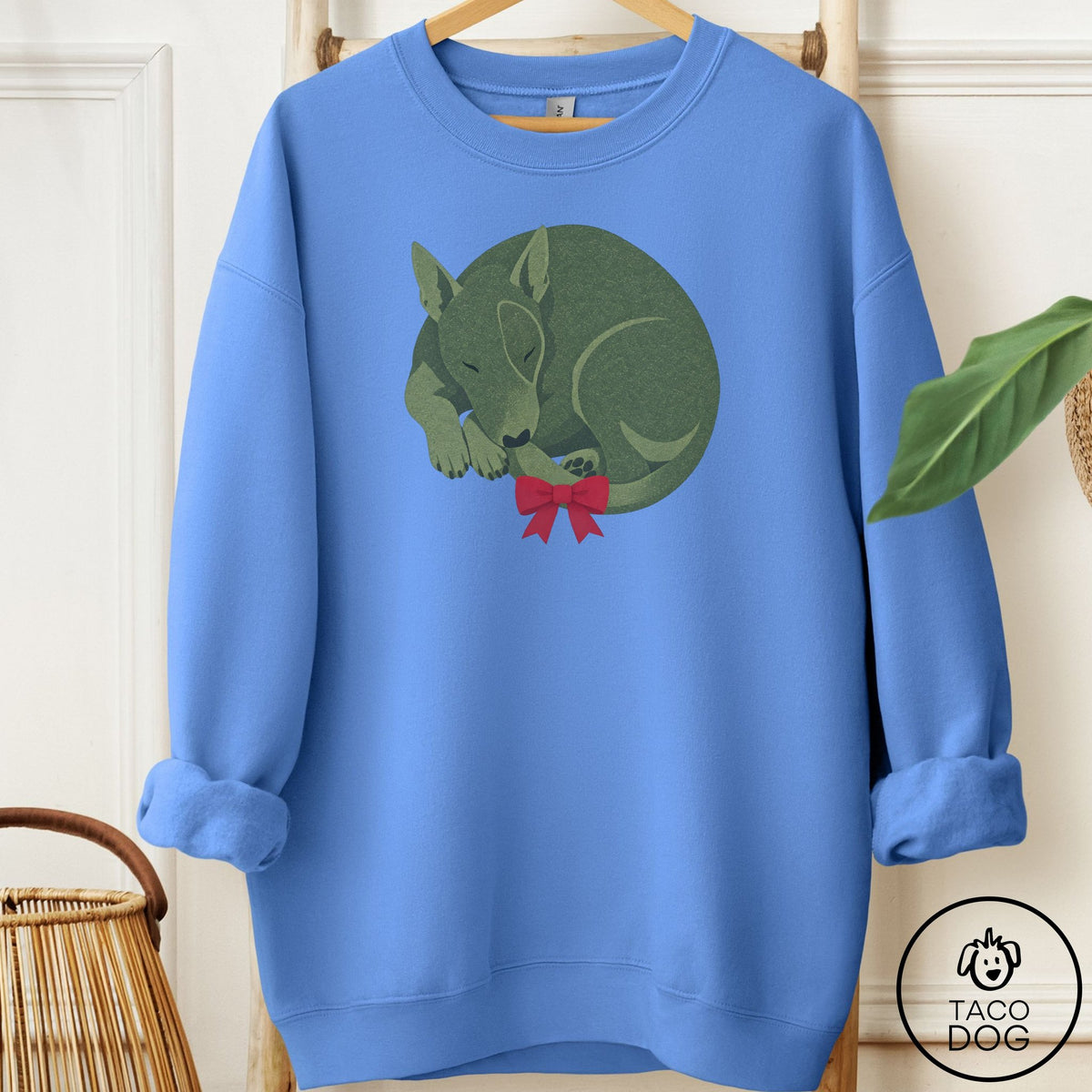 Bull Terrier Wreath Sweatshirt Carolina Blue Taco-Dog