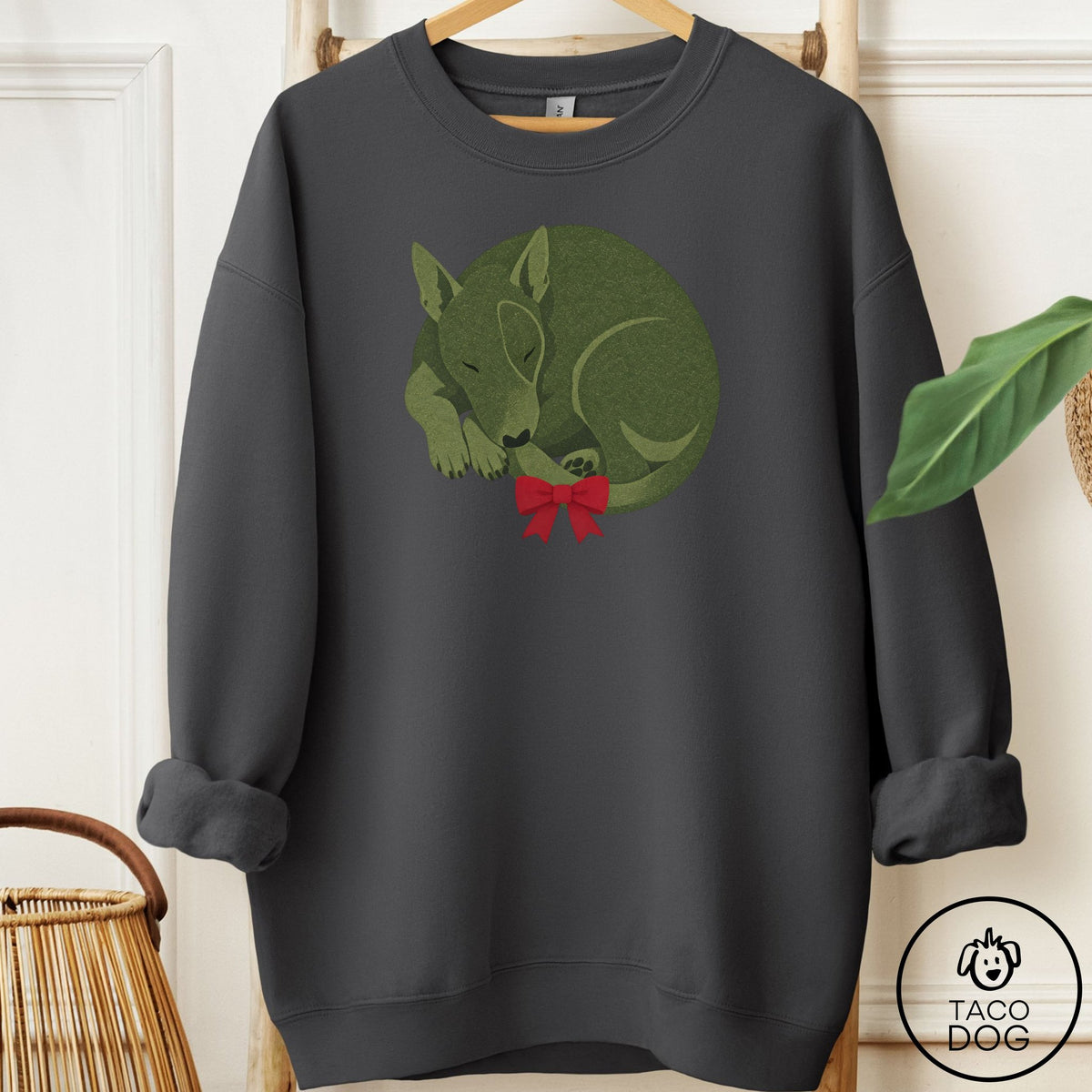 Bull Terrier Wreath Sweatshirt Charcoal Taco-Dog