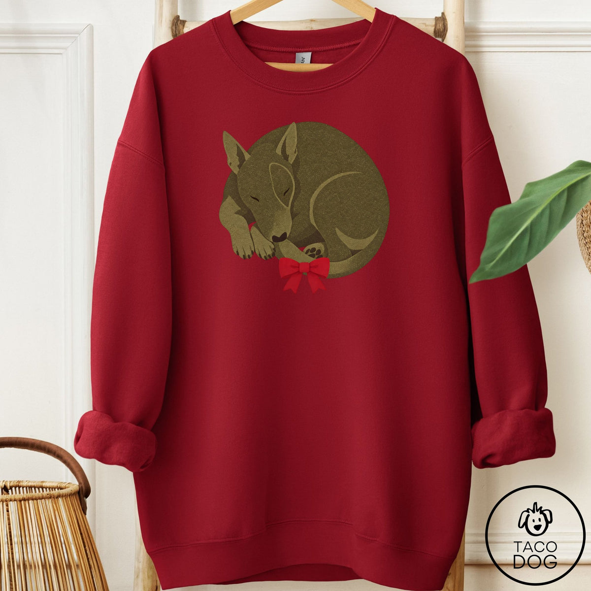Bull Terrier Wreath Sweatshirt Garnet Taco-Dog