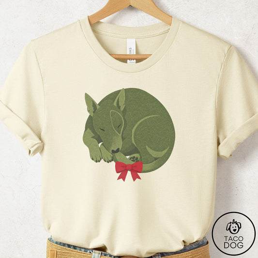 Bull Terrier Wreath T-Shirt Natural Taco-Dog