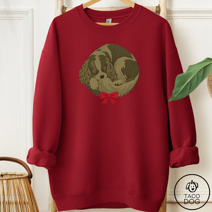 Cavalier King Charles Spaniel Wreath Sweatshirt Garnet Taco-Dog
