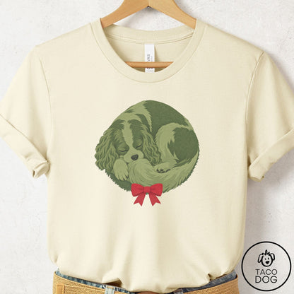 Cavalier King Charles Spaniel Wreath T-Shirt Natural Taco-Dog