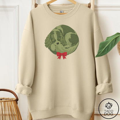 Cavalier King Charles Spaniel Wreath Sweatshirt Sand Taco-Dog