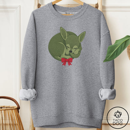 Chihuahua Wreath Sweatshirt Graphite Heather Taco-Dog