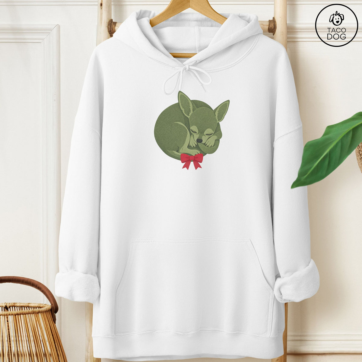 Chihuahua Wreath Hoodie White Taco-Dog