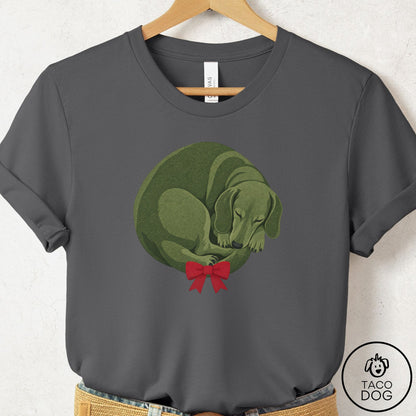 Dachshund Wreath T-Shirt Asphalt Taco-Dog