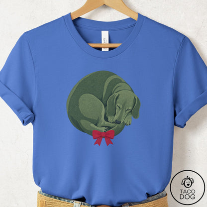 Dachshund Wreath T-Shirt Columbia Blue Taco-Dog