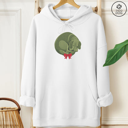 Dachshund Wreath Hoodie White Taco-Dog
