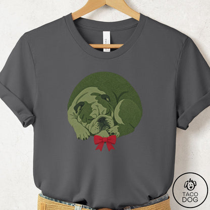 English Bulldog Wreath T-Shirt Asphalt Taco-Dog