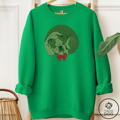 English Bulldog Wreath Sweatshirt Irish Green Taco-Dog