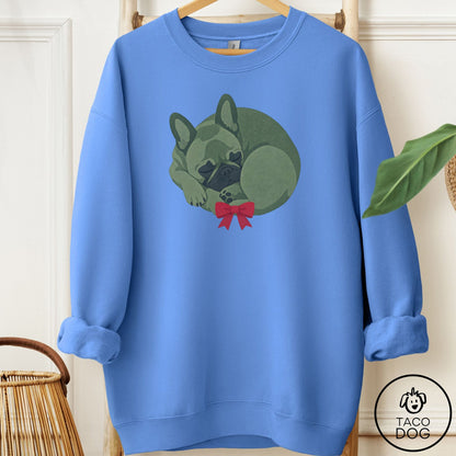 French Bulldog Frenchie Wreath Sweatshirt Carolina Blue Taco-Dog