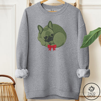 French Bulldog Frenchie Wreath Sweatshirt Graphite Heather Taco-Dog