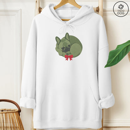 French Bulldog Frenchie Wreath Hoodie White Taco-Dog