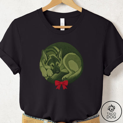 German Shepherd Wreath T-Shirt Black Taco-Dog