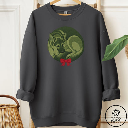 German Shepherd Wreath Sweatshirt Charcoal Taco-Dog