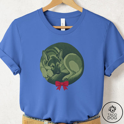 German Shepherd Wreath T-Shirt Columbia Blue Taco-Dog