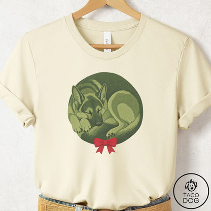 German Shepherd Wreath T-Shirt Natural Taco-Dog